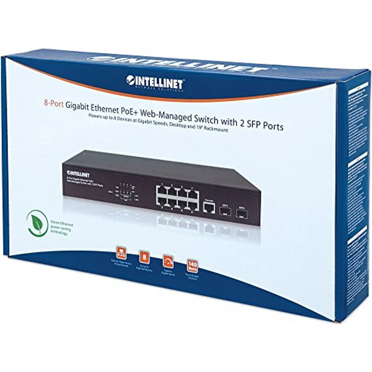 Intellinet 8-Port Gigabit Ethernet PoE+ Web-Managed Switch with 2 SFP Ports, IEEE 802.3ataf Power Over Ethernet PoE+PoE Compliant, 140 561167, Schwarz – Bild 9