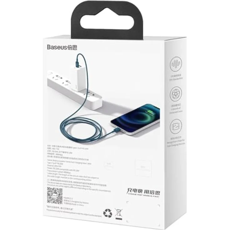 Baseus Superior Series Kabel, USB-C auf iP, 20W PD, 2m, blau, schnelles Laden und Datenübertragung bis 480Mbps – Bild 2