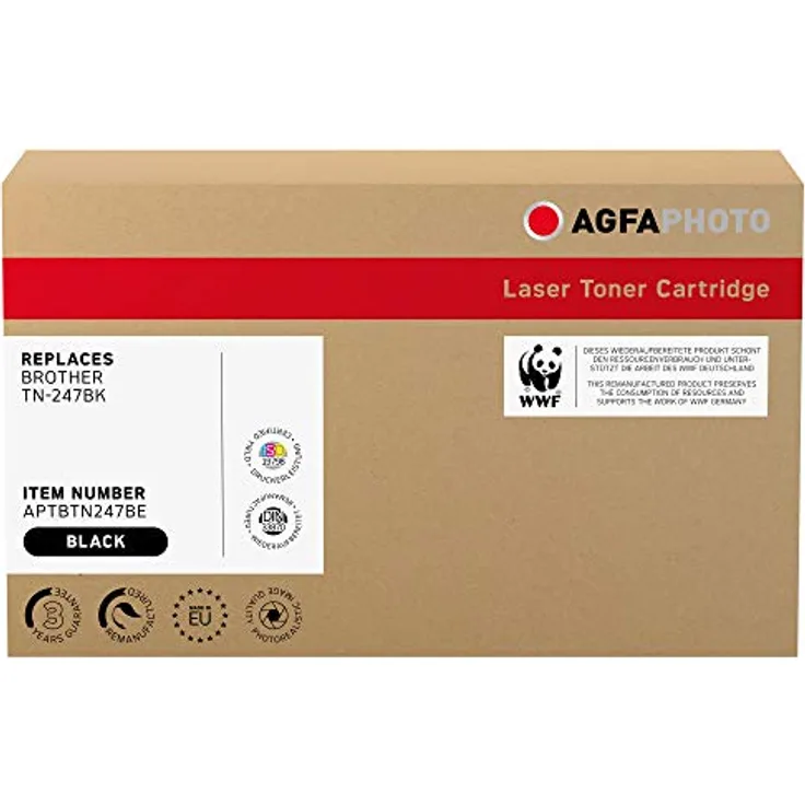 AgfaPhoto Laser Toner TN-247BK, schwarz, ersetzt Brother, 3000 Seiten, kompatibel mit Brother HL-L3210