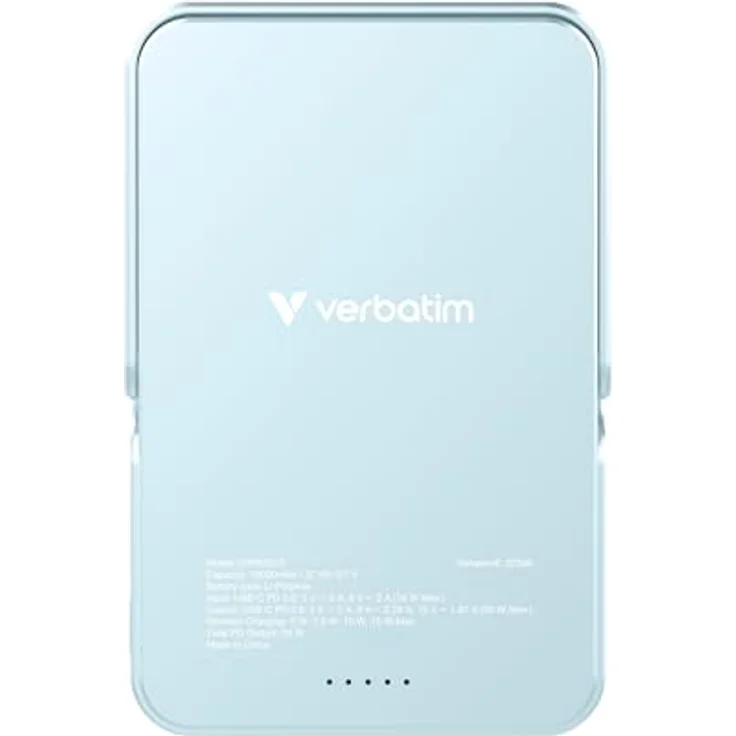 Verbatim Charge 'n' Go MagSafe Powerbank 10.000mAh Blau 15W magnetisch - PD 22W Schnellladefunktion LED-Anzeige & klappbarer Ständer für iPhone 16/15/14/13/12 Pro/Pro Max – inkl. USB-C Kabel – Bild 3
