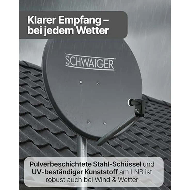 Schwaiger Satellitenanlage Set, Ziegelrot, Stahl 75 cm, Multifeedfähig mit Quad LNB für bis zu 4 Teilnehmer – Bild 8
