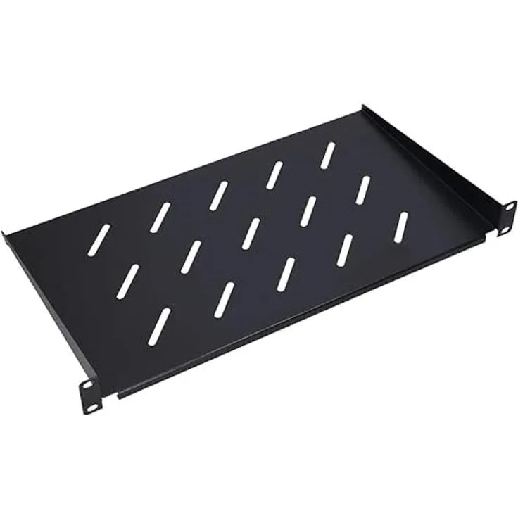 EXTRALINK 19 Zoll Fachboden 1HE, perforierter Rackboden für Netzwerkschrank, 250 mm Tiefe, 20 kg Tragkraft, schwarz