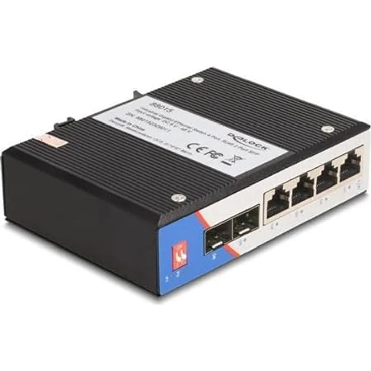 Delock Industrie Gigabit Ethernet Switch 4 Port RJ45 2 Port SFP fГјr Hutschiene, Schwarz - Redundante Spannungsversorgung, VLAN Port Isolation – Bild 2