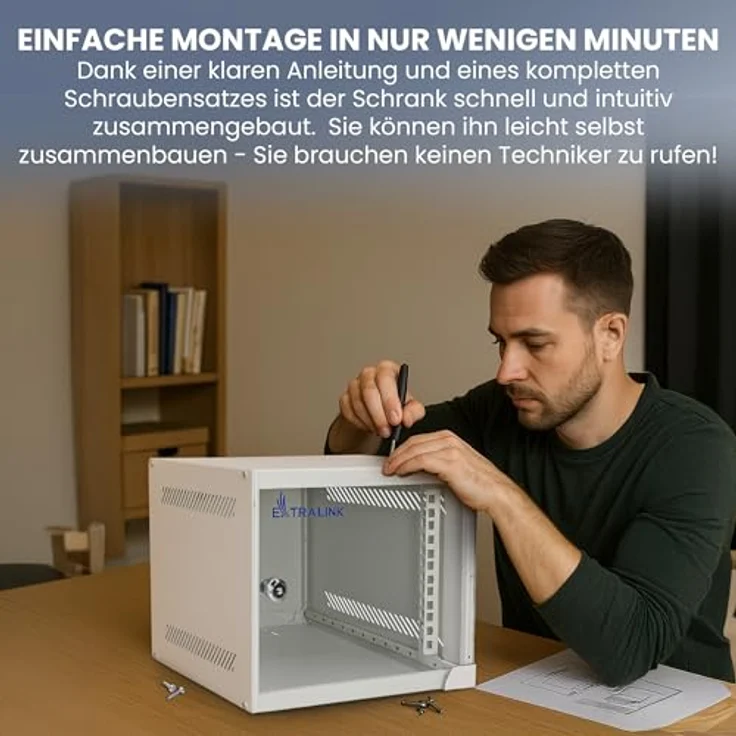 Extralink Server-Rack 10" 6HE, Netzwerkschrank 310 mm mit abschließbarem Schutz und optimaler Luftzirkulation, grau – Bild 5