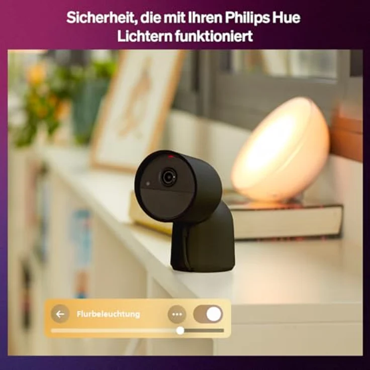 Philips Hue Secure Desktop-Kamera, 2K-Videoauflösung, Sofortbenachrichtigungen, Zwei-Wege-Audio, kompaktes Design, Schwarz – Bild 4