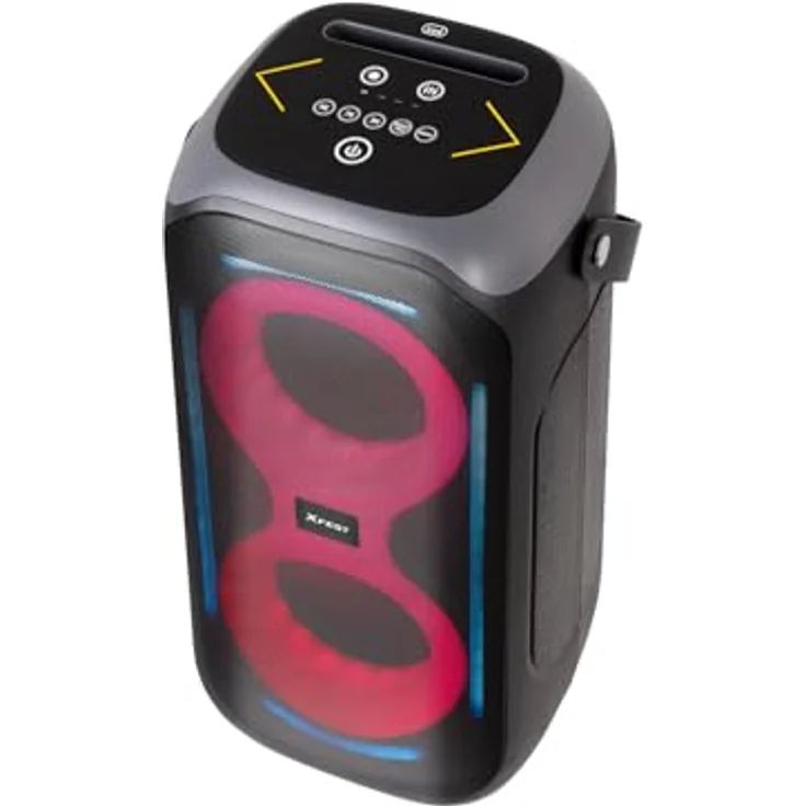 Trevi XFest XFM 225 W, kabelloser Lautsprecher mit 50 W, Stativ und Mikrofon, mehrfarbige LED-Lichter, TWS, USB, AUX-IN, wiederaufladbarer Akku – Bild 3