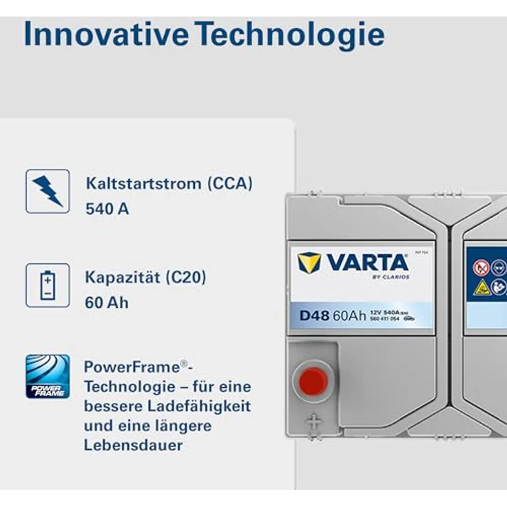 Varta D48 Blue Dynamic, 12V 60Ah Autobatterie mit 540A Kälteprüfstrom, One Size – Bild 4