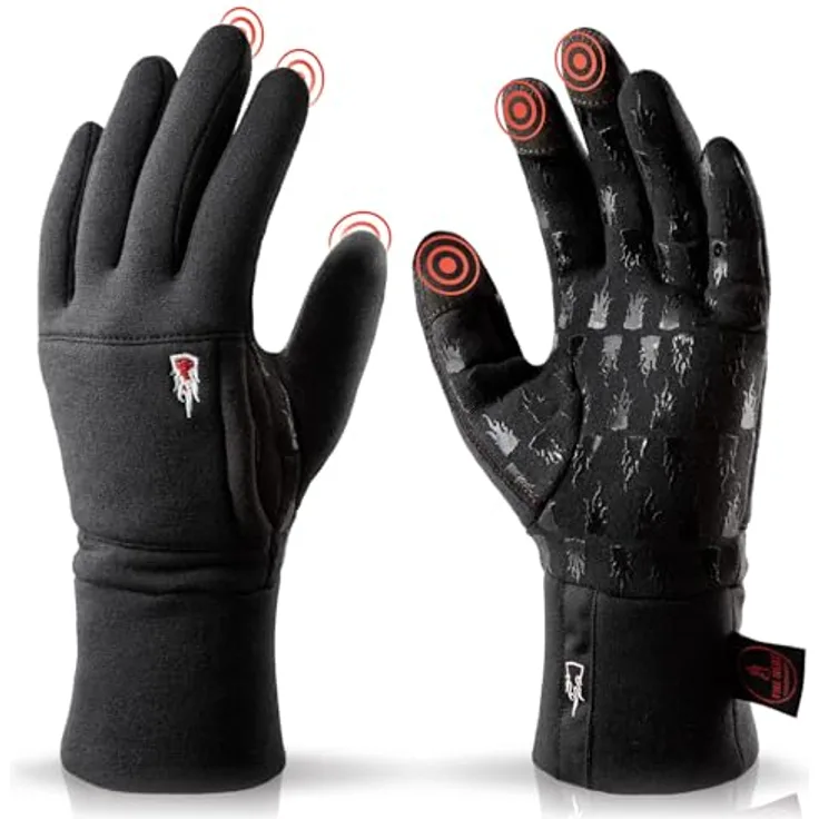 THE HEAT COMPANY Merino Liner PRO Unterziehhandschuhe, weiche Merino Handschuhe für Damen und Herren, Touchscreen-fähig, schwarz