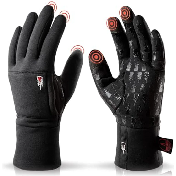 THE HEAT COMPANY Merino Liner PRO Unterziehhandschuhe, weiche Merino Handschuhe für Damen und Herren, Touchscreen-fähig, schwarz – Bild 1