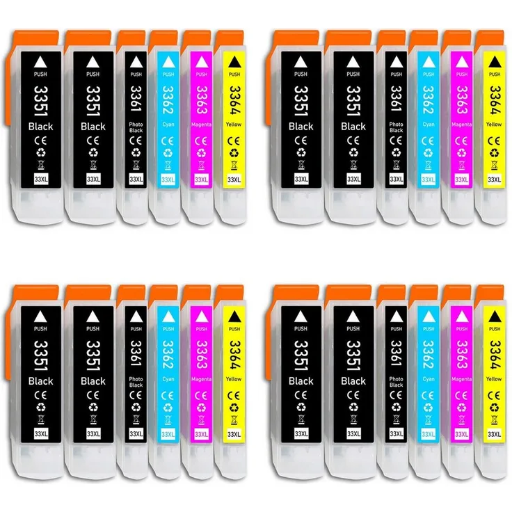 Druckerparadies 24er Multipack für Epson 33XL Tintenpatronen Set Tintenpatrone (24-tlg., für Epson XP530 XP540 XP630 XP635 XP640 XP645 XP830 XP900 XP7100) - Hochwertige Alternative mit hoher Kapazität