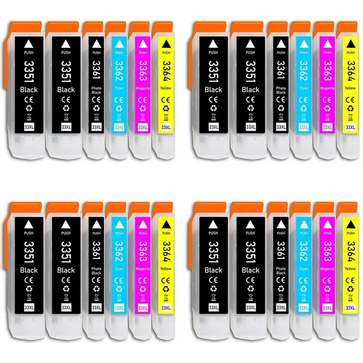 Druckerparadies 24er Multipack für Epson 33XL Tintenpatronen Set Tintenpatrone (24-tlg., für Epson XP530 XP540 XP630 XP635 XP640 XP645 XP830 XP900 XP7100) - Hochwertige Alternative mit hoher Kapazität
