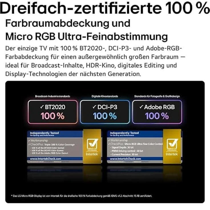 LG 75MRGB96B9B, 75 Zoll 4K Micro RGB evo AI TV mit α11 Gen3 4K AI-Prozessor, Dolby Vision, 165Hz VRR, webOS 26, Energieklasse E – Bild 3