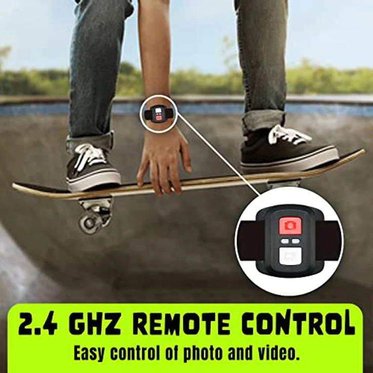 Exprotrek 4K Action Cam, wasserdichte Unterwasserkamera bis 40m, WiFi, 170° Ultraweitwinkel, 2 Akkus & Fernbedienung, Zubehör-Kit – Bild 5