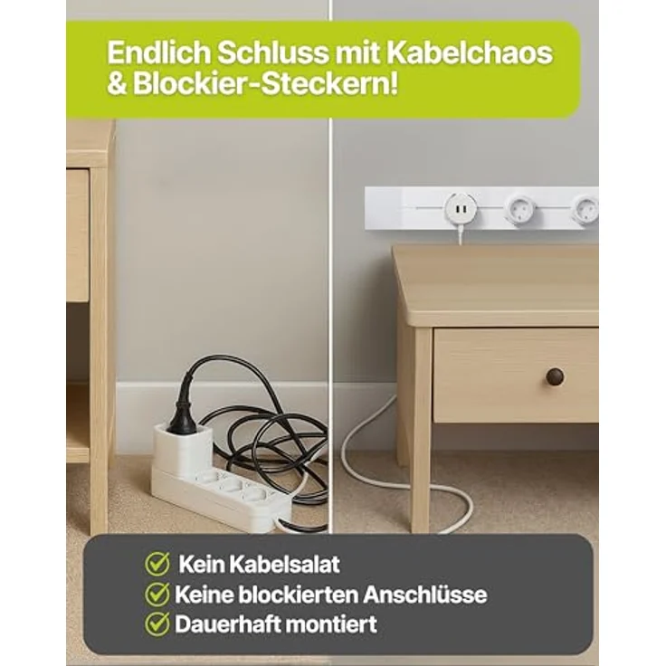 SCHWAIGER Konfigurierbare Steckdosenleiste 75 cm in Weiß, modulare Stromschiene im Alu-Design, individuell einstellbar, VDE geprüft für Küche, Büro & Werkstatt – Bild 5