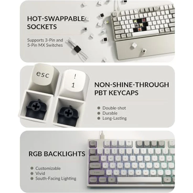 Keychron C2 Pro 8K, Kabelgebundene Mechanische Tastatur mit RGB Backlight, Hot-swappable, QWERTY US Layout, Keychron Super Brown Switch – Bild 6