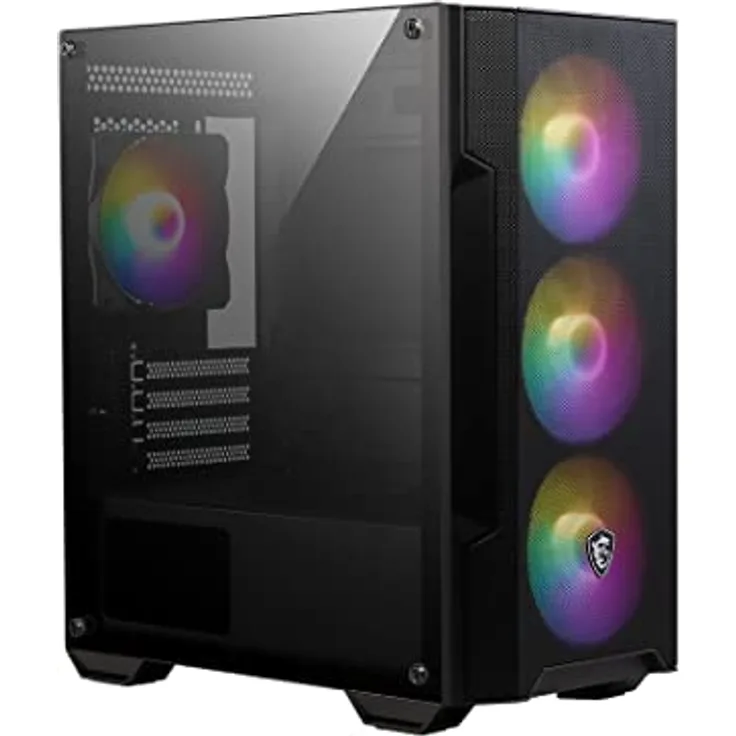 MSI MAG FORGE M100A Mini-Tower PC Gehäuse - unterstützt Micro-ATX & Mini-ITX, Mesh-Front, 4x 120mm Auto RGB Lüfter, Magnetischer Staubfilter, USB 3.2 Gen 1 Typ-A