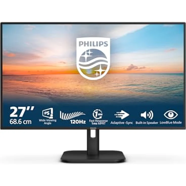 Philips 27E1N1200A, 27 Zoll Full HD Monitor mit 120 Hz, Adaptive Sync und Lautsprechern, schwarz – Bild 2
