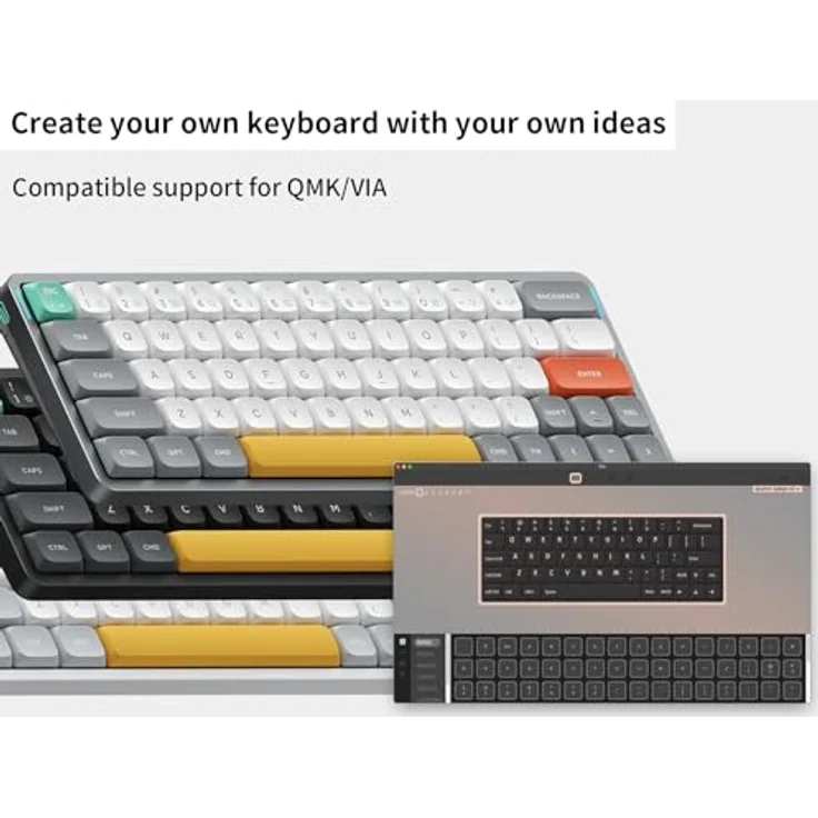 nuphy Air60 V2 Tragbar Mechanische kabellose Mini-Tastatur mit Beleuchtung, unterstützt QMK/VIA, Bluetooth 5.1/2.4GHz/(USB-C), Grey Gateron Cowberry Switch – Bild 5