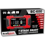 Kraftmax BC-600 Ladegerät 12V/24V, max. 10A für Blei-Säure und LiFePO4 Batterien
