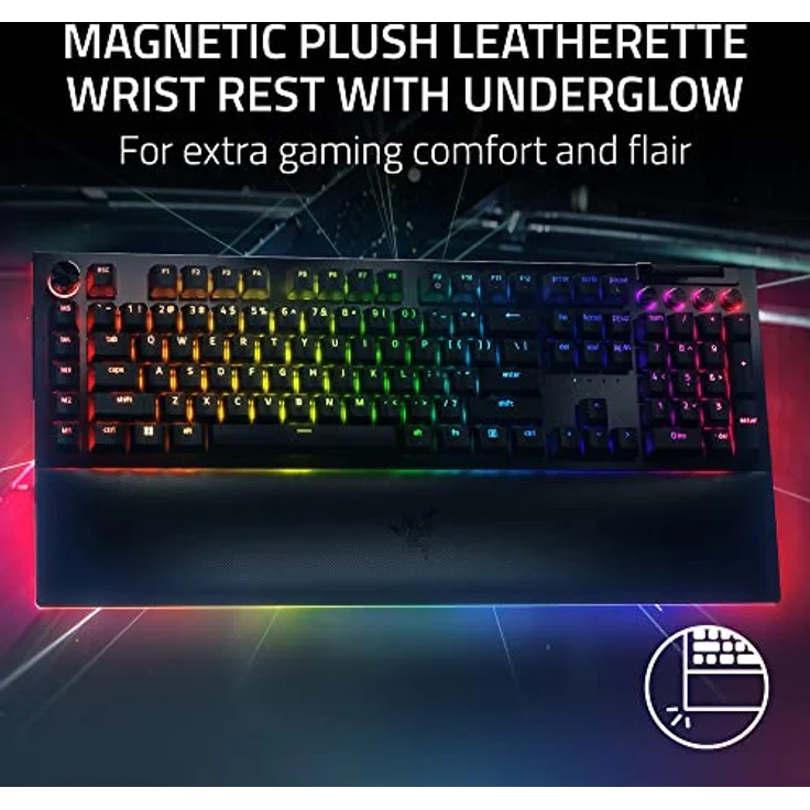 Razer BlackWidow V4 Pro (Green Switch) - Mechanische Gaming-Tastatur (Klickende Mechanische Switches, Befehlsrad und 8 Makro-Tasten, Multifunktionsrolle, Handballenauflage) QWERTY US-Layout | Schwarz – Bild 5