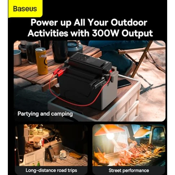 Baseus IGBT Auto Wechselrichter 300W 220V Schwarz, mit Überspannungs- und Überladeschutz, EU / CN Stecker – Bild 3