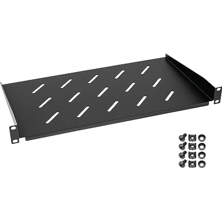 HMF 65499 Fachboden für Serverschrank | 19 Zoll | 1 HE | 250 mm Tiefe | Schwarz