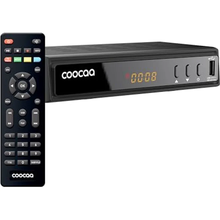COOCAA HDC2530, Digitaler HD-Kabelempfänger für Full HD-Fernsehen, Dolby Audio, inklusive HDMI-Kabel, USB & SCART-Anschlüsse, Benutzerfreundliches Menü, schwarz – Bild 1