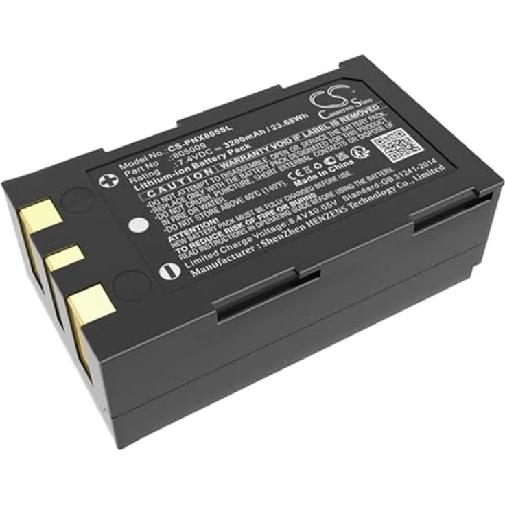 TCTK Akku 3200mAh für [Phoenix Contact] ThermoFOX, Thermomark GO, Thermomark GO.K, 7.4V Li-ion, schwarz, ersetzt 805009, S828021, VBK100