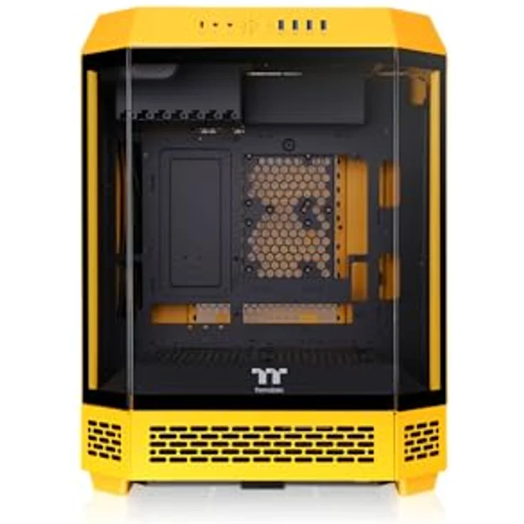 Thermaltake The Tower 600 Mid Tower Chassis | Vertikales Design | Unterstützt bis zu 420-mm- und 360-mm-AIO-Radiatoren | Kompatibel mit ASUS BTF und MSI PROJECT ZERO Series | Erweiterungsmöglichkeiten mit optionalen Kits | Einfache Kabelführung | Bumblebee – Bild 1