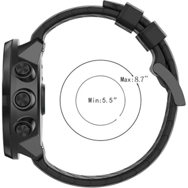 INF Uhrarmband für Suunto 7/9/9 Baro/D5, sportliches Silikonarmband mit Schnellverschluss und atmungsaktivem Design, schwarz – Bild 4