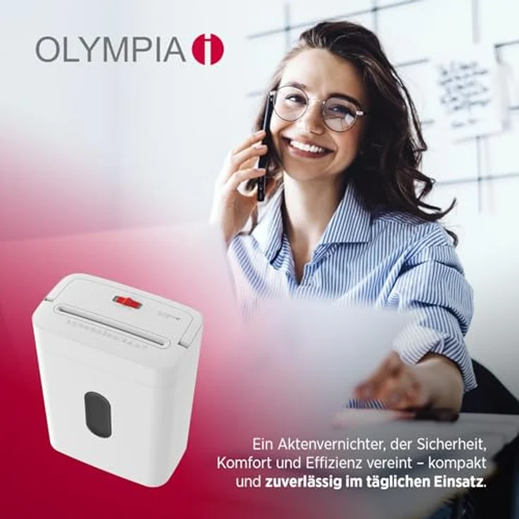 OLYMPIA PS 53 CC Pro Aktenvernichter, Partikelschnitt P-4 (4 x 38 mm), bis 6 Blatt, weiß, mit Rücklauffunktion und Start-/Stoppautomatik – Bild 7