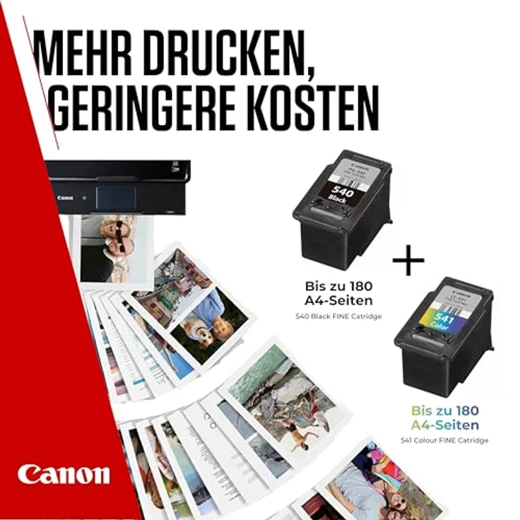 Canon PG-540/CL-541 Photo Value Pack, 2-tlg Tintenpatrone mit 8 ml Farbtinte für bis zu 180 Seiten in Schwarz und Farbe, inklusive 50 Blatt Fotoglanzpapier 10 x 15 cm – Bild 5