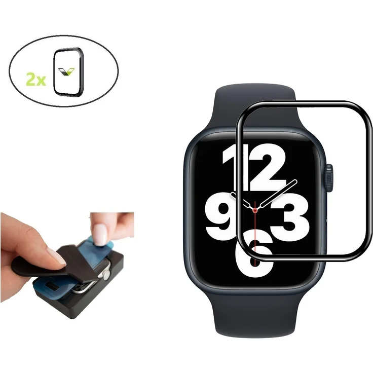 Ventarent 2 Stück 9H Displayschutz für Apple Watch SE, 44mm - Schutzglas mit Aufbringhilfe