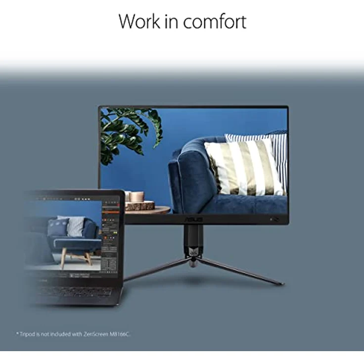 ASUS ZenScreen MB166C | 15,6 Zoll tragbarer USB Monitor | Full HD 1920x1080, Hybrid Typ-C, Autorotation, leichtes Design, Smartcase, Stativ Sockel | IPS Panel, 16:9, entspiegelt, Schwarz – Bild 5