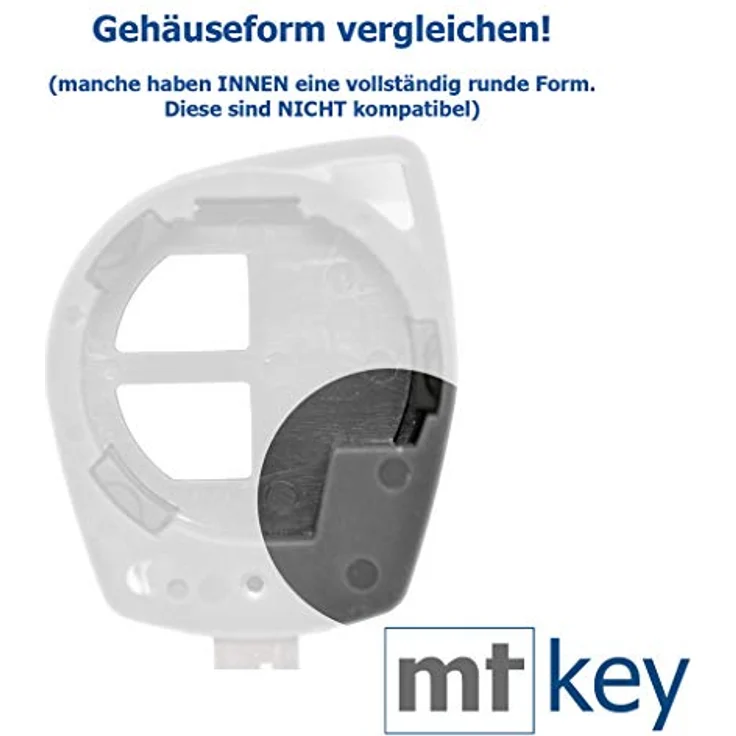 mt-key Auto Schlüssel 2 Tasten, SZ11R Rohling, Tastenfeld, VARTA CR1620 Knopfzelle für Opel Agila, Suzuki SX4, Alto, Swift und Splash, Funk Fernbedienung – Bild 4