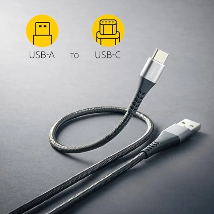Intenso A315C USB-A auf USB-C Kabel, 60W Schnellladung, 1,5 m, Nylonmantel, schwarz – Bild 3