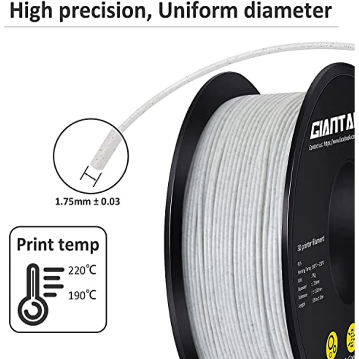 GIANTARM Silk PLA Filament 1.75mm, 3D Drucker Filament Seidenmarmor, 1kg Spule mit hochwertigem Marmoreffekt – Bild 2