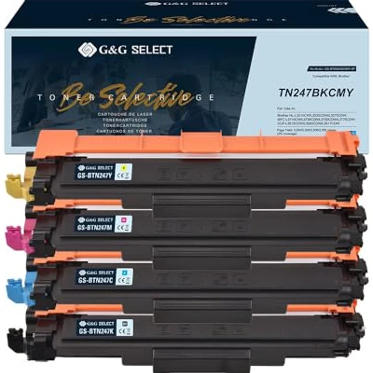G&G Toner Set TN-247CMYK, kompatibles Kombi-Pack in Schwarz, Cyan, Magenta, Gelb für Brother Drucker – Bild 1