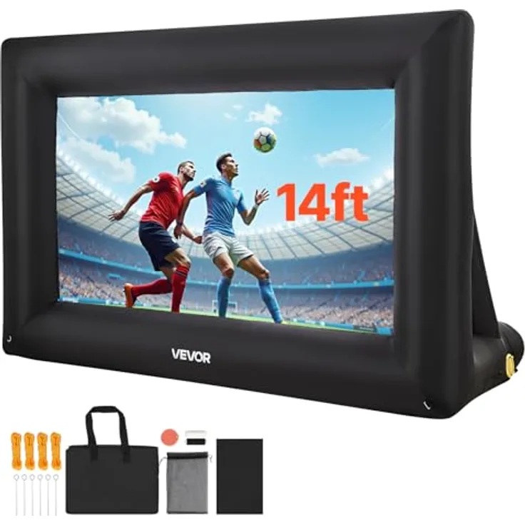 VEVOR aufblasbare Filmleinwand 600D, knitterfreies Oxford-Gewebe, 16:9, tragbare Leinwand mit leisen Lüfter für Heimkino und Mottoparty (378 x 160 x 317 cm)