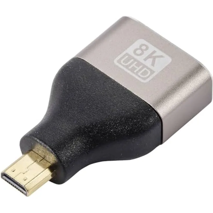 SpeaKa Professional SP-11302016 HDMI Adapter [1x HDMI-Stecker D Micro - 1x HDMI-Buchse] Schwarz, Silber UHD 8K @ 60 Hz,