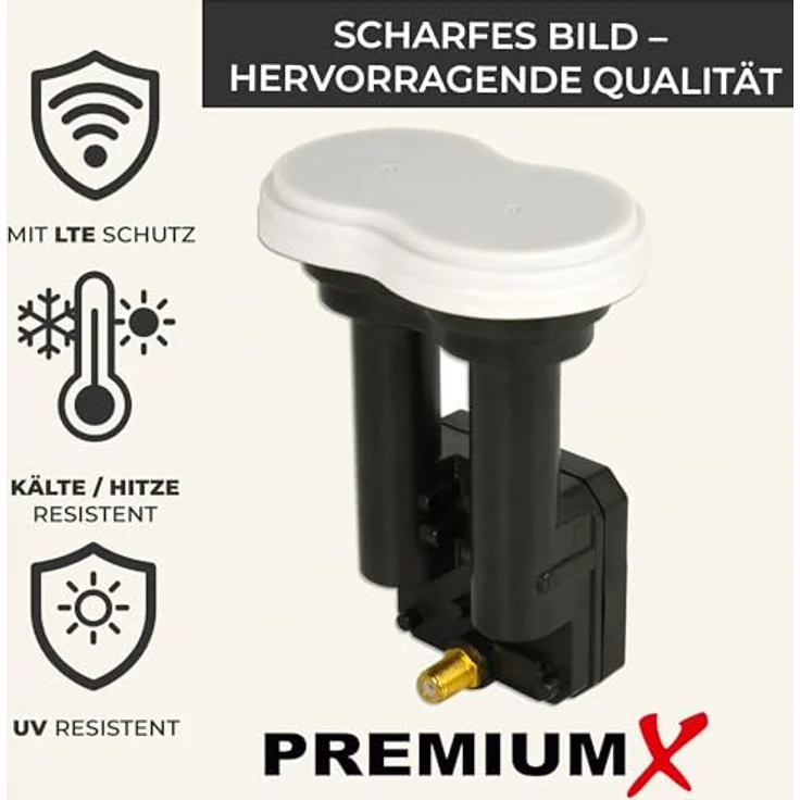 Premium X Monoblock Single PXMB-3S LNB, 0,1dB für Astra 19,2° und Eutelsat 16°, HDTV, FullHD, 3D, UltraHD 4K tauglich für 80-85cm Schüssel, 1 Teilnehmer – Bild 4