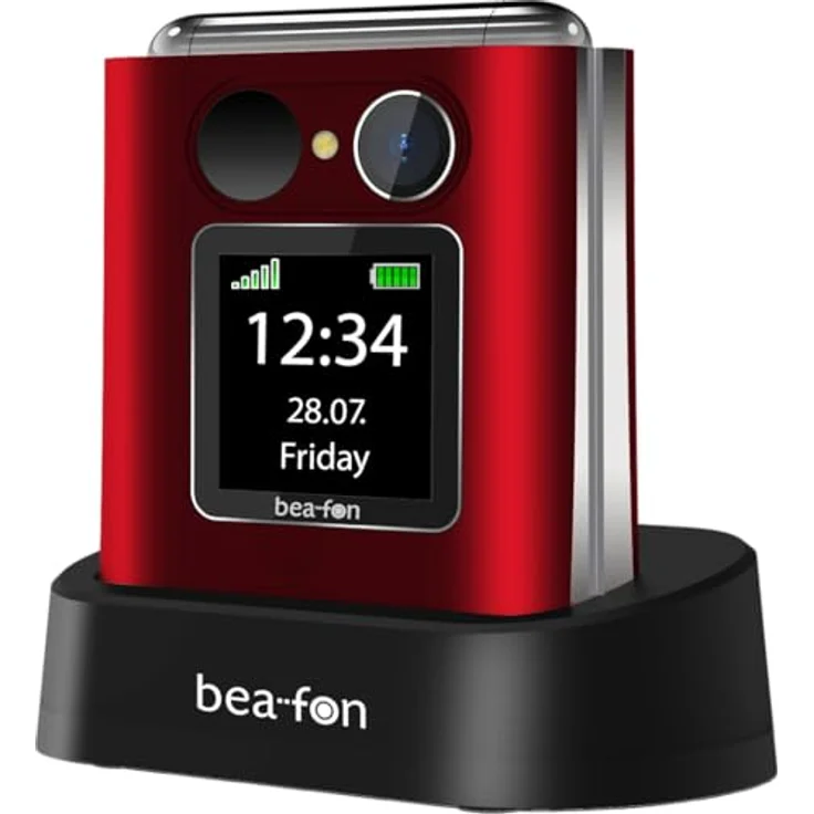 Beafon Fold 10 2G Smartphone, Klappgehäuse mit 5,59 cm (2.2 Zoll) Display, Single SIM, Bluetooth, 1000 mAh, Rot – Bild 1