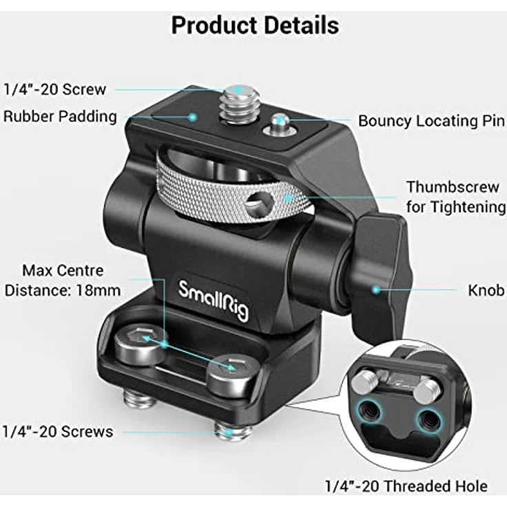 SmallRig 2904 Swivel & Tilt Monitorhalterung mit zwei 1-4'' Schrauben – Bild 3