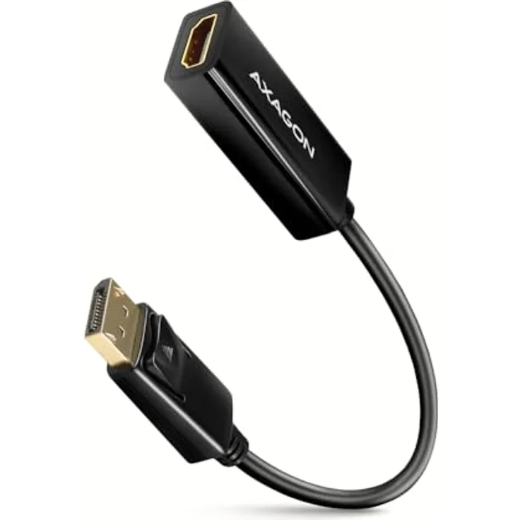 AXAGON RVD-HI14N DisplayPort zu HDMI 1.4 Adapter, 4K/30Hz, schwarzes Kabel, 15 cm lang