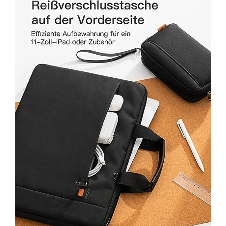 Inateck 15-15.6 Zoll Laptoptasche 15 Zoll Hülle Tasche Notebook Sleeve Schutzhülle Case spritzwassergeschützte Schutztasche Aktentasche mit Zubehörtasche, Schwarz – Bild 3