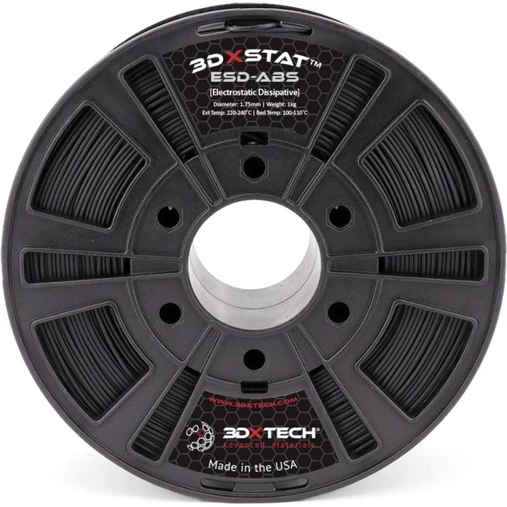 3D Xtech 3DXSTAT Conductive ESD Filament ABS, 1.75 mm, 750 g, Schwarz, hohe Leitfähigkeit für ESD-sichere Anwendungen
