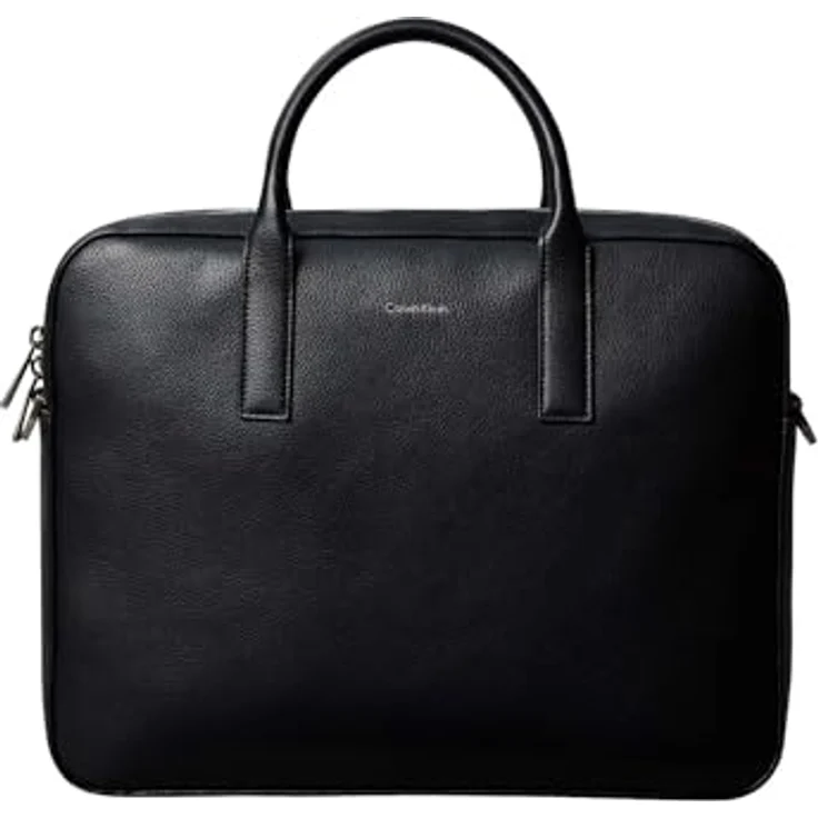 Calvin Klein RAISED COMMUTER Aktentasche, Businesstasche, Laptoptasche, Umhängetasche, schwarz, mit Logoschriftzug, Lederimitat, 36 x 28,5 x 7 cm – Bild 3