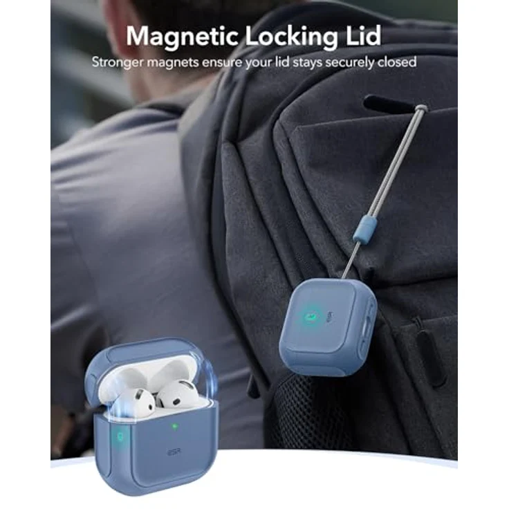 ESR Orbit Hybrid Hülle für AirPods 4 Gen (2024) – Marineblau, kompatibel mit USB-C, Sturzschutz, MagSafe bereit, mit Handschlaufe, unterstützt kabelloses Laden – Bild 4