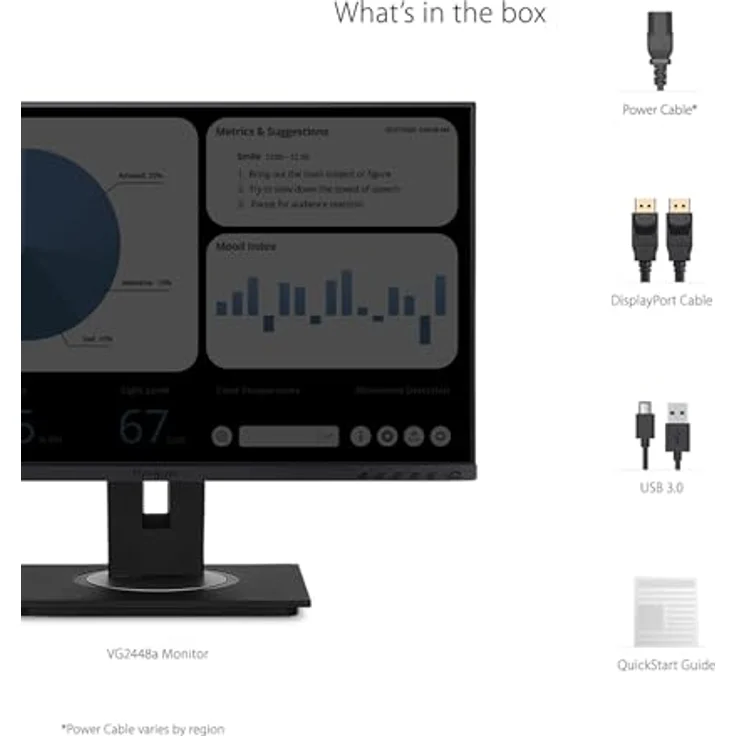 ViewSonic VG2448A-2, 24" Full HD IPS Monitor mit ergonomischen Funktionen, Flicker-Free-Technologie und integrierten Lautsprechern – Bild 6