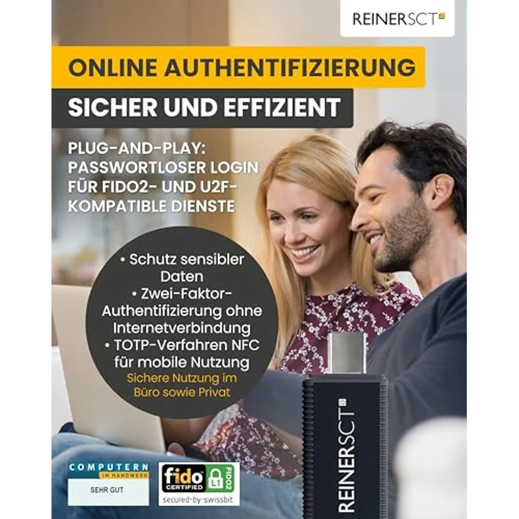 ReinerSCT FIDO Stick Pro USB-C, Speicherkartenlesegerät mit Zwei-Faktor-Authentifizierung und NFC, Schwarz – Bild 2